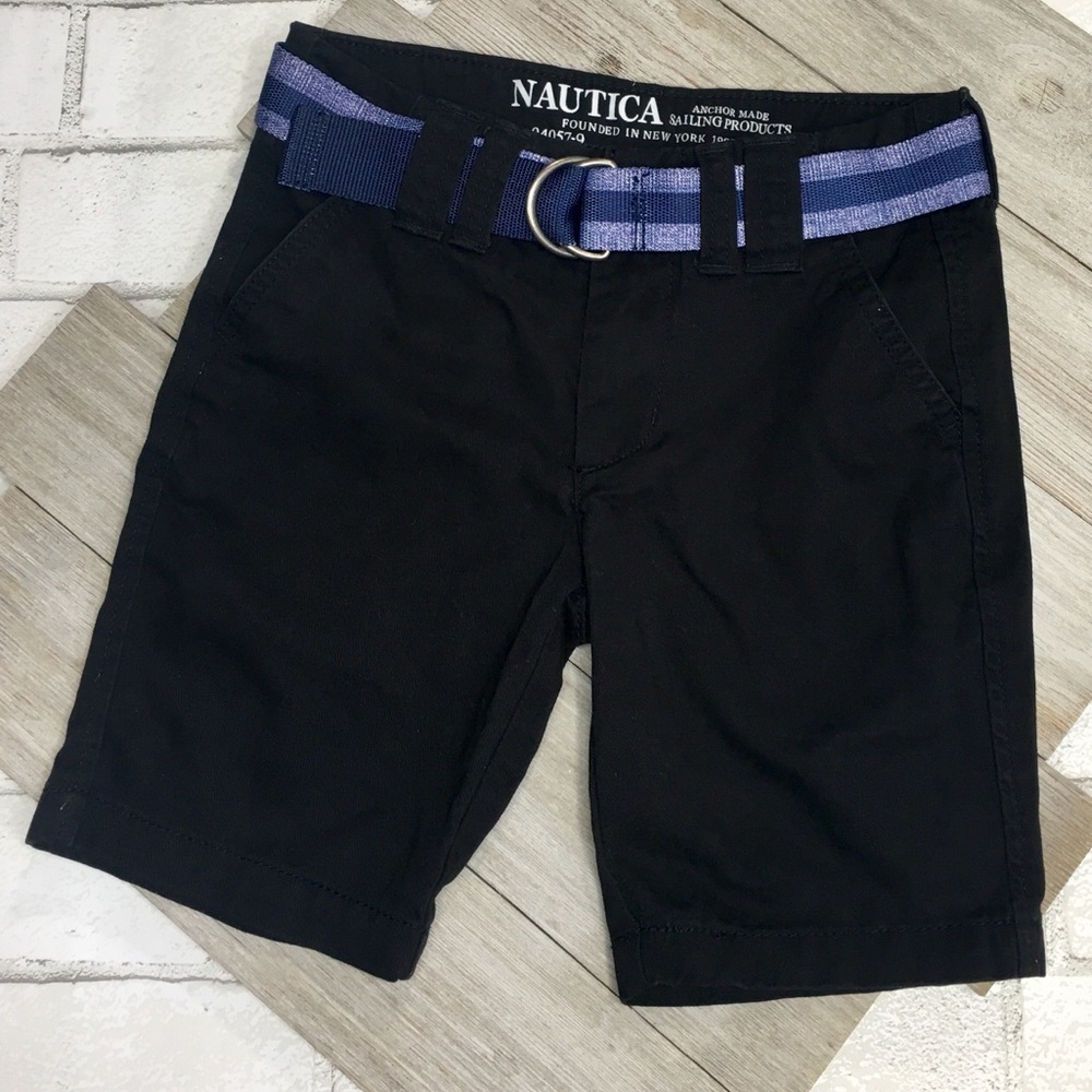 New Nautica Boys Size 6 Black Shorts/Belt Combo